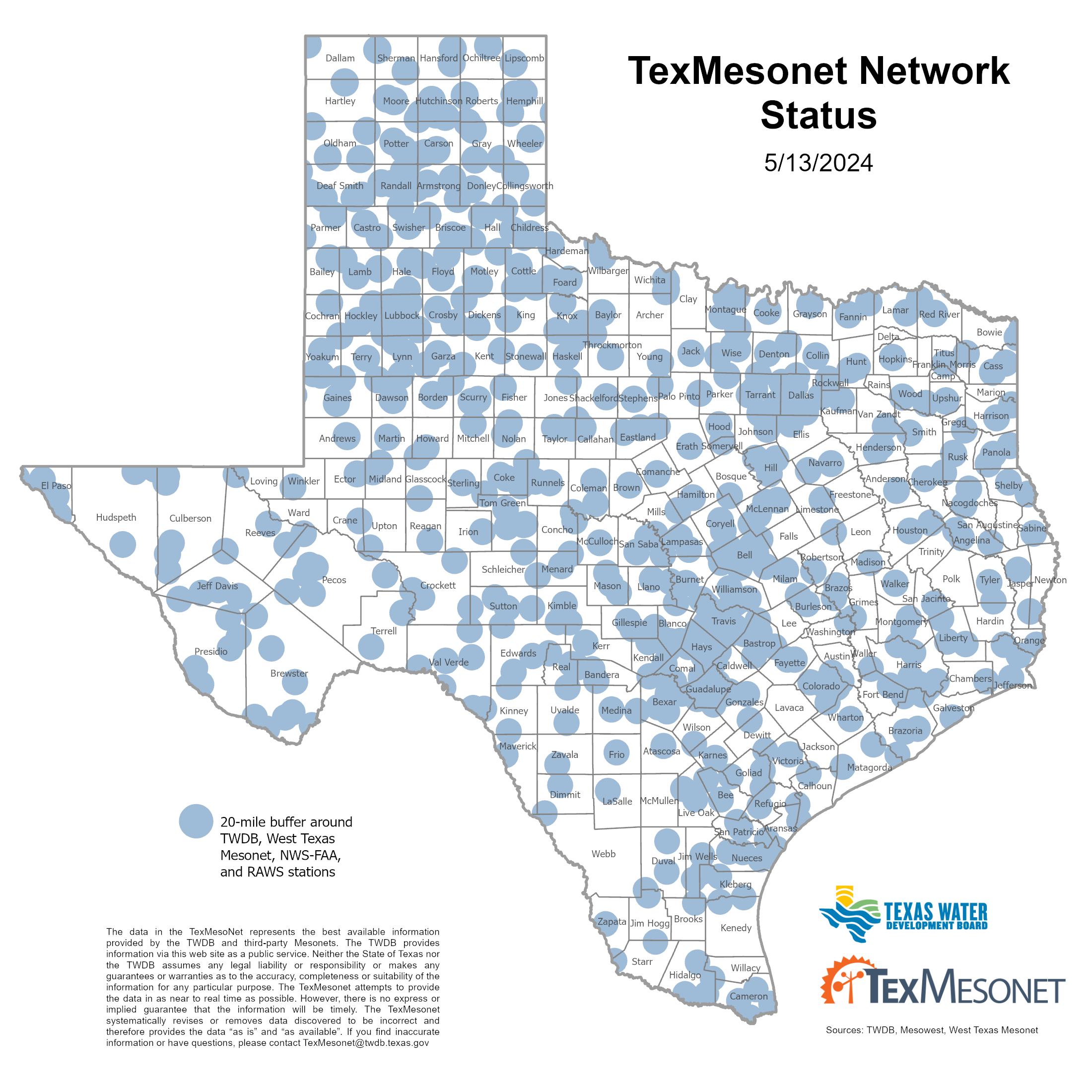 TexMesonet Network Coverage
