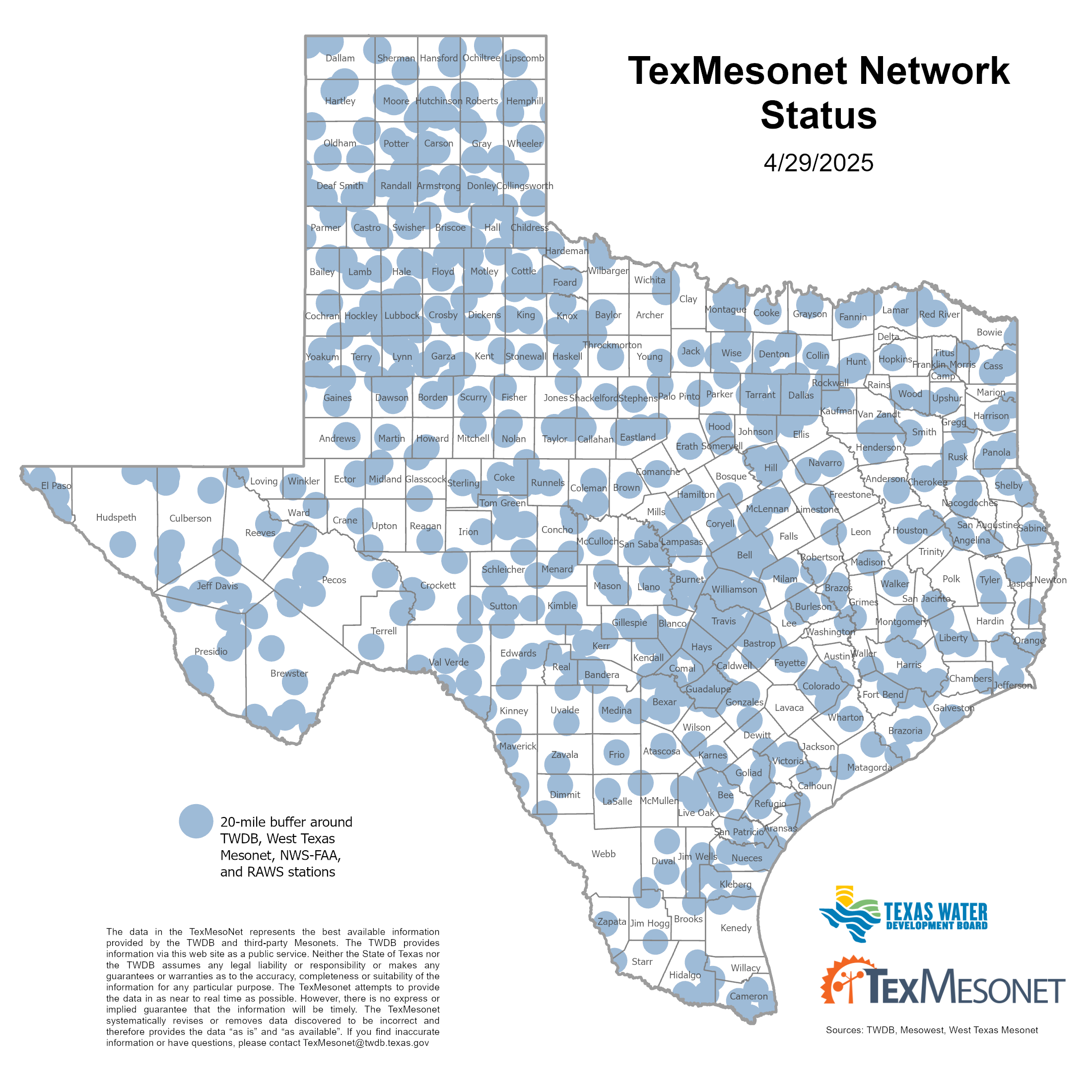 TexMesonet Network Coverage